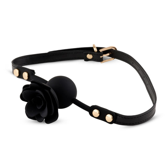 1-Knebel silikonowy Black Rose z różą i kanałem 4,2 cm-1