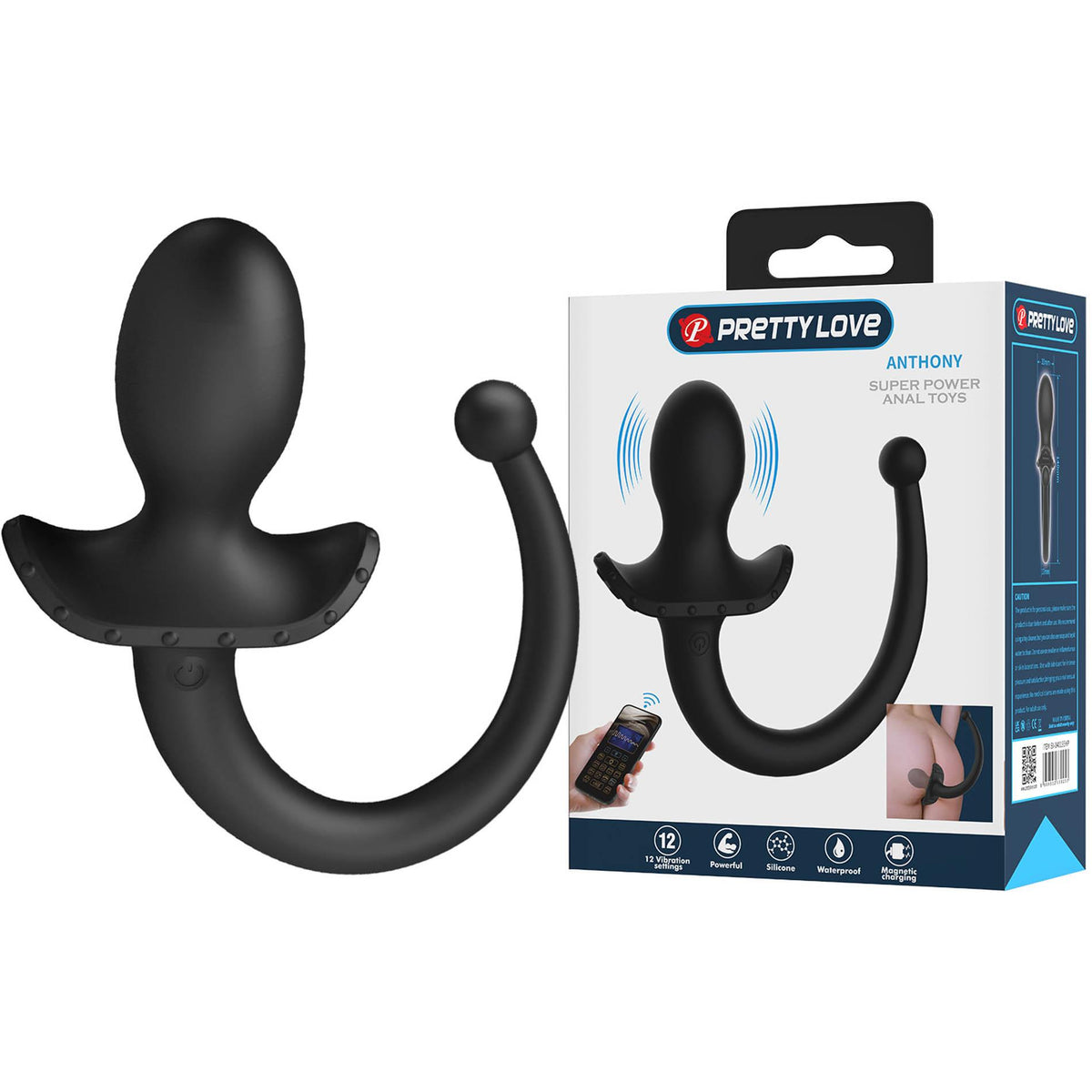 1-Wibrujący korek analny Pretty Love Anthony z aplikacją USB-1