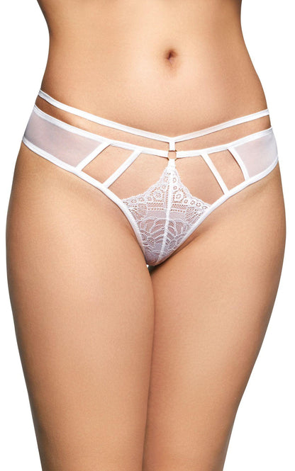 2-Stringi transparentne koronkowe z wycięciami SoftLine 2490 biały M/L-2