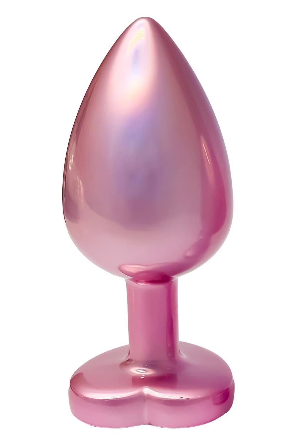 3-Korek analny aluminiowy Gleaming Love różowy z serduszkiem duży-3
