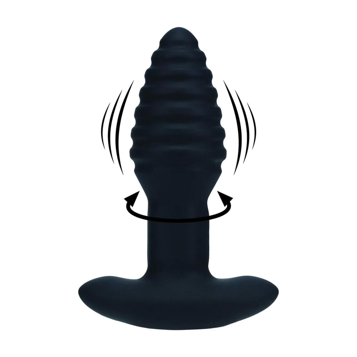 5-Korek analny Levelz wibrujący rotacyjny karbowany silikonowy czarny 12,5 cm-5