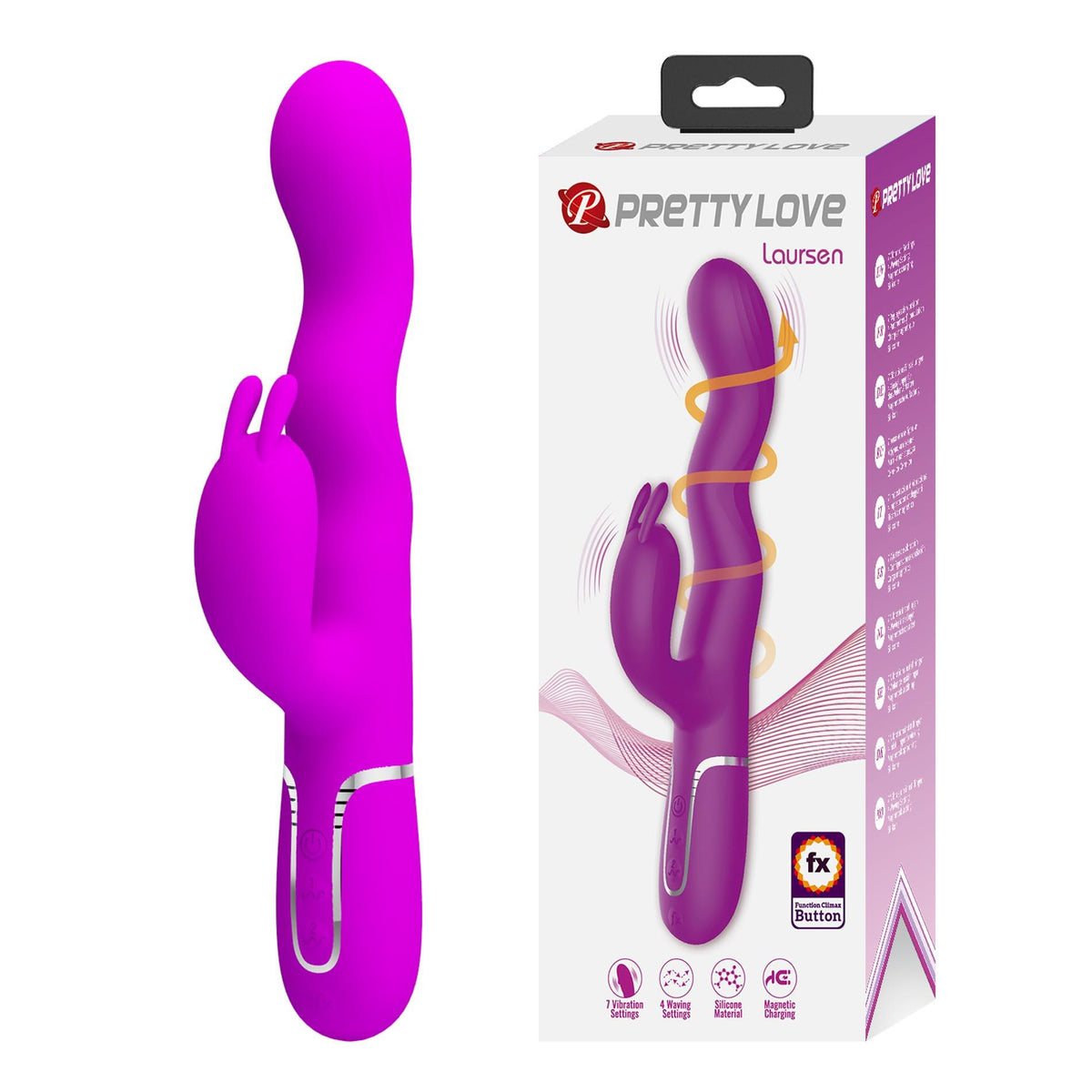 1-Wibrator króliczek falujący Pretty Love Laursen fioletowy USB-1