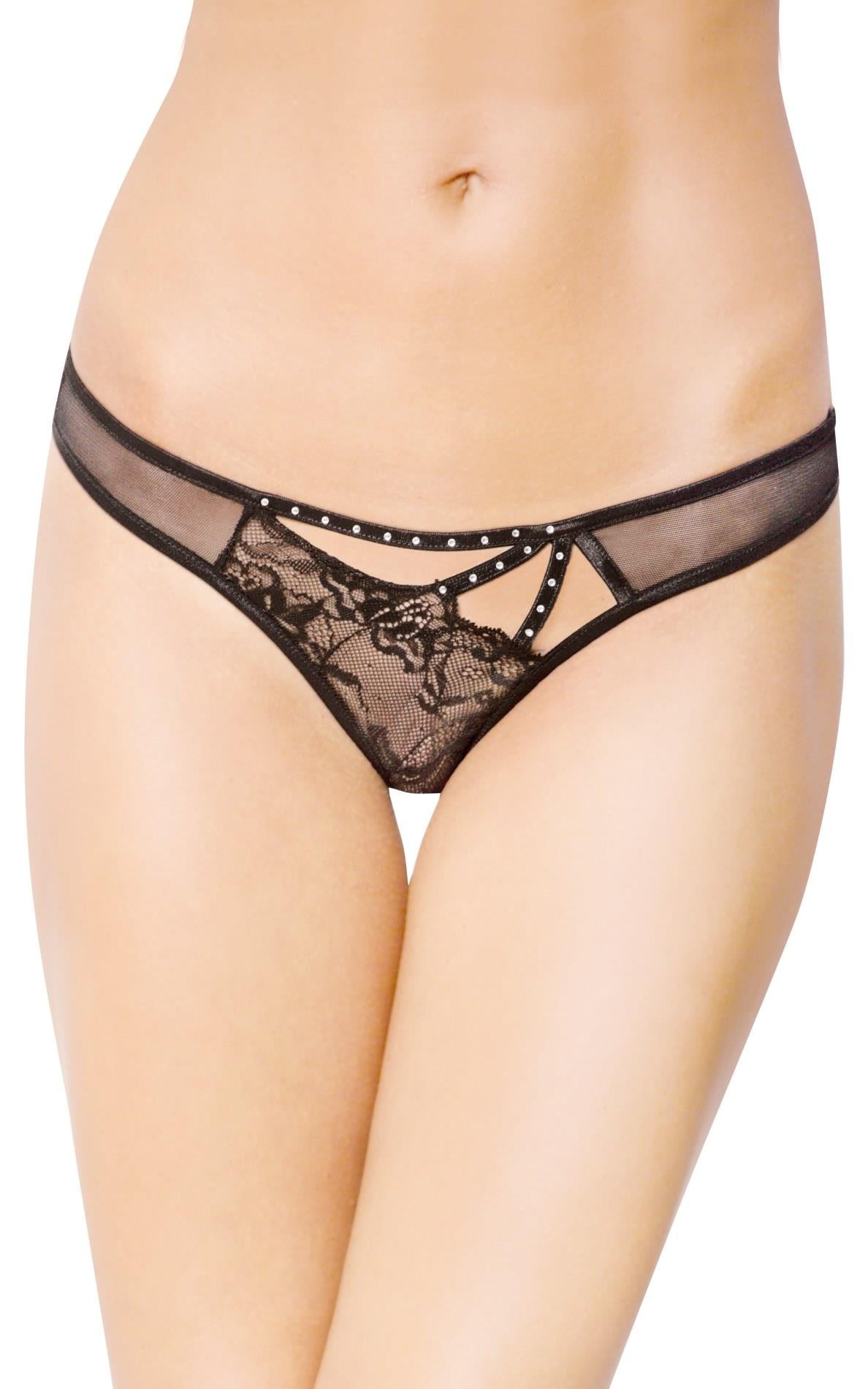 1-Figi koronkowe tiulowe SoftLine 2441 czarne S/M-1