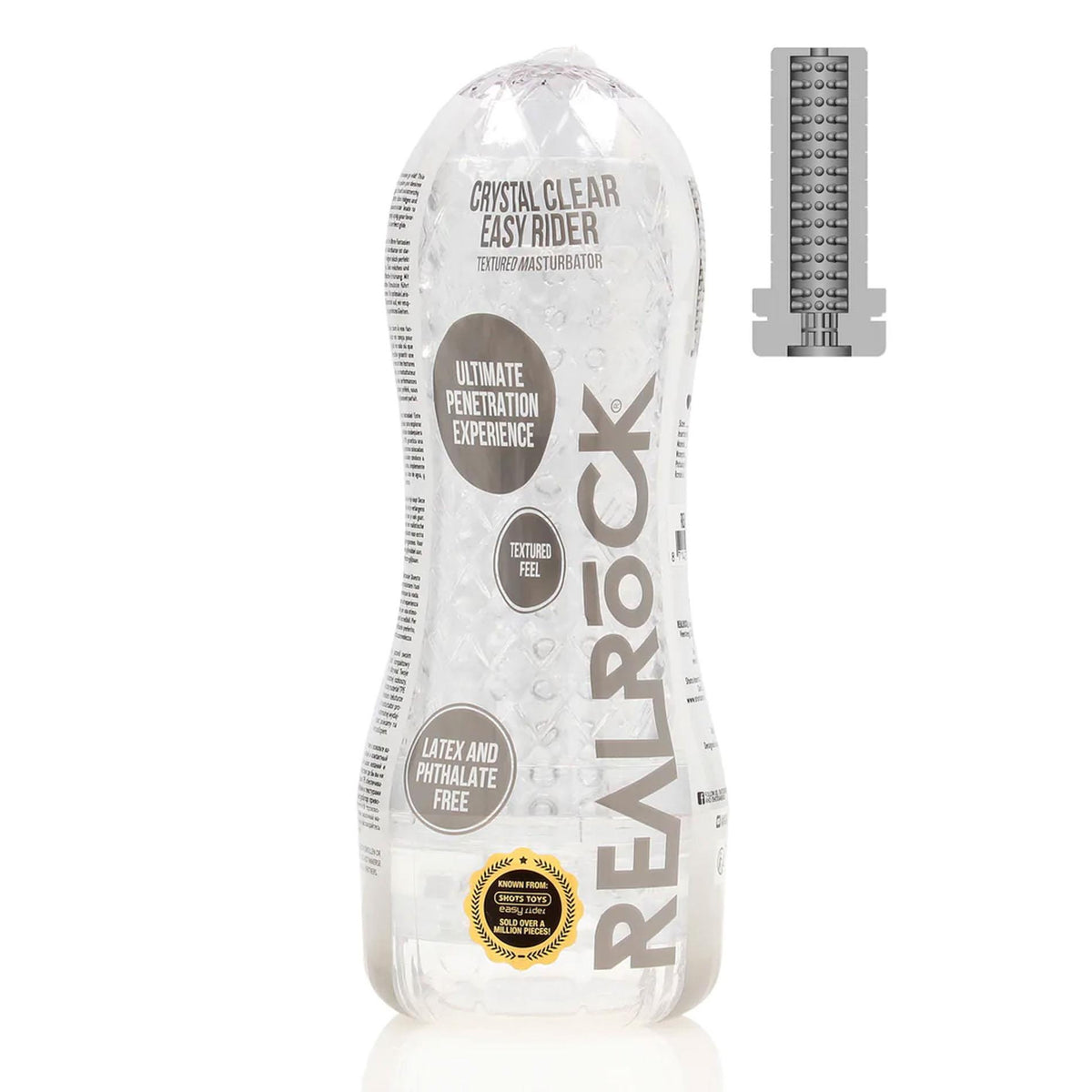 4-Masturbator teksturowany Easy Rider RealRock transparentny 21 cm-4