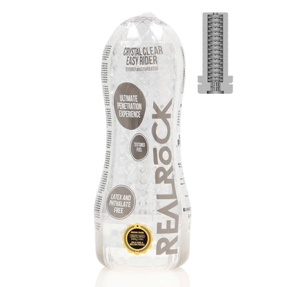 4-Masturbator teksturowany Easy Rider RealRock transparentny 21 cm-4