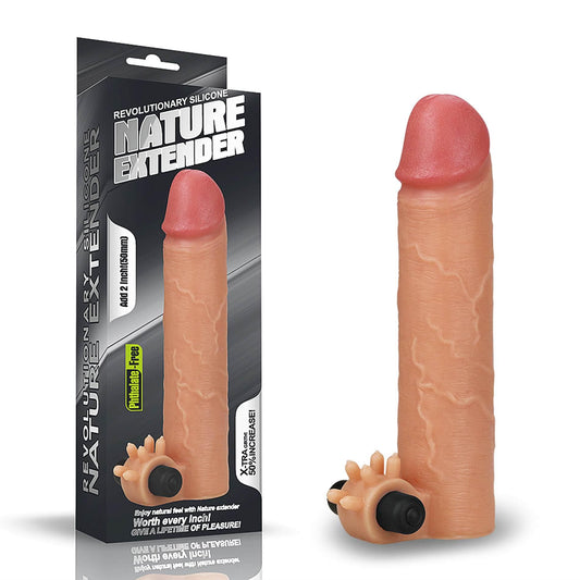 2-Wibrująca silikonowa przedłużka na penisa Lovetoy 5 cm-2