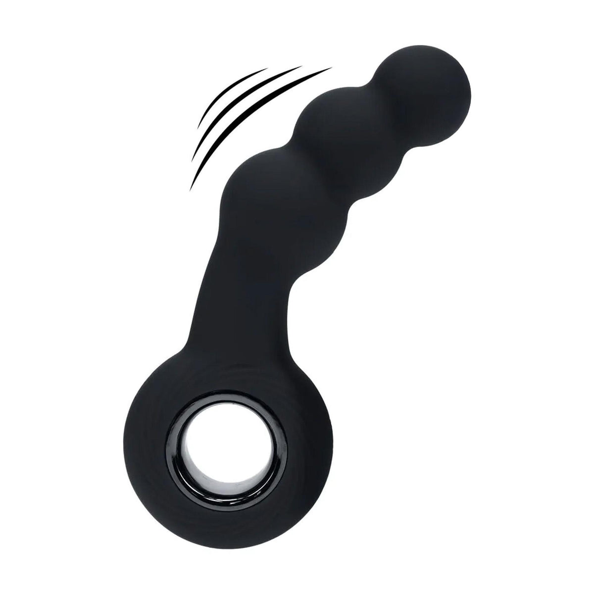 2-Masażer prostaty wibrujący koralikowy z pętlą silikonowy Levelz czarny 15cm-2