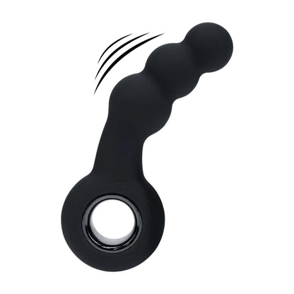 2-Masażer prostaty wibrujący koralikowy z pętlą silikonowy Levelz czarny 15cm-2