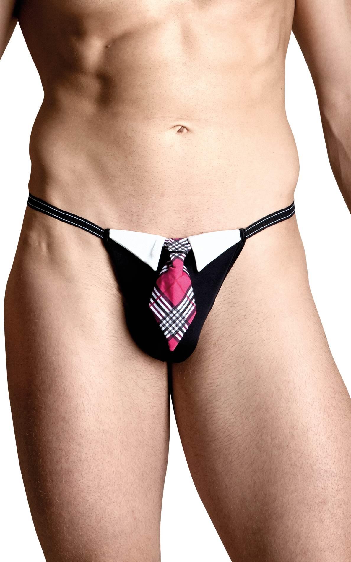 1-Męskie stringi z motywem SoftLine Collection 4491 czarny S/L-1