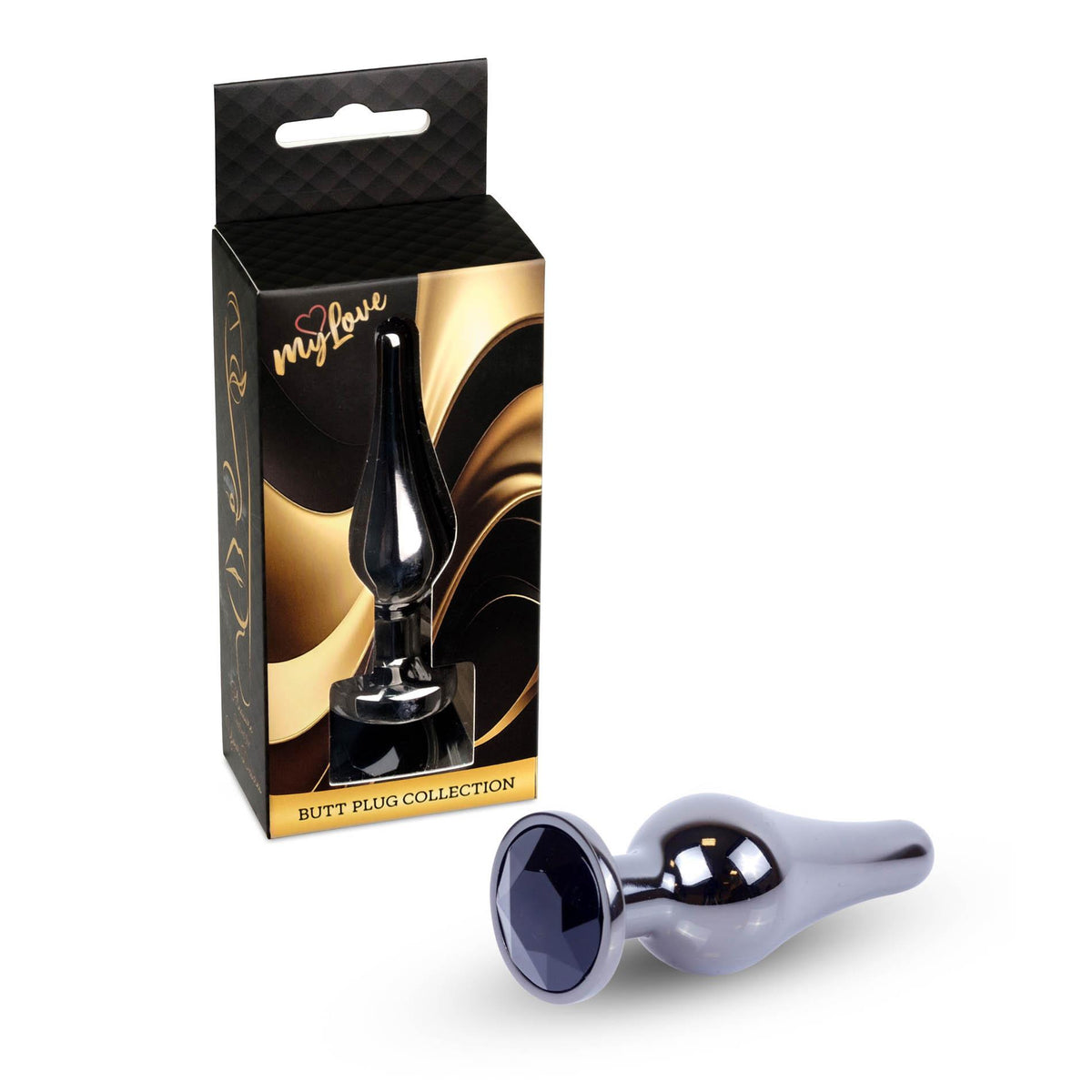 5-Stalowy korek analny z diamentem MyLove Toys srebrny 9,5 cm-5