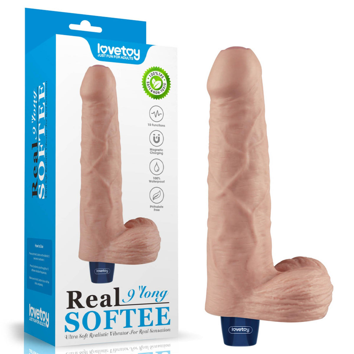 1-Realistyczne dildo wibrujące Lovetoy Real Softee 23 cm cieliste USB-1