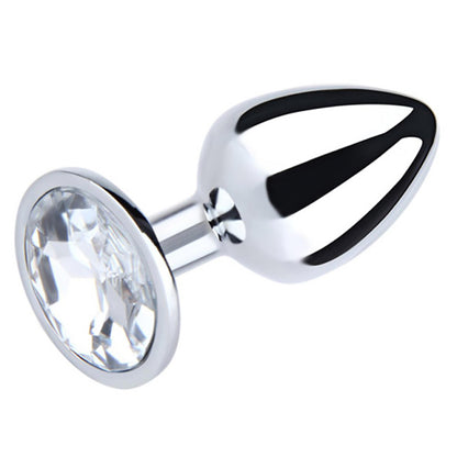 1-Duży srebrny korek analny z białym diamentem Fantasy 9 cm-1