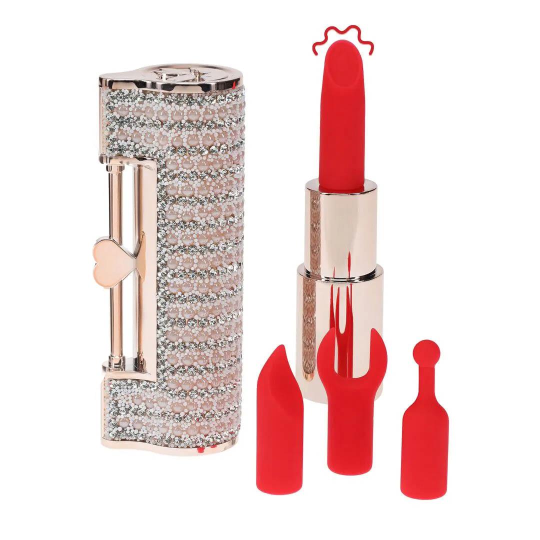 1-Wibrator szminkowy Loveline Angel różowy USB z końcówkami-1