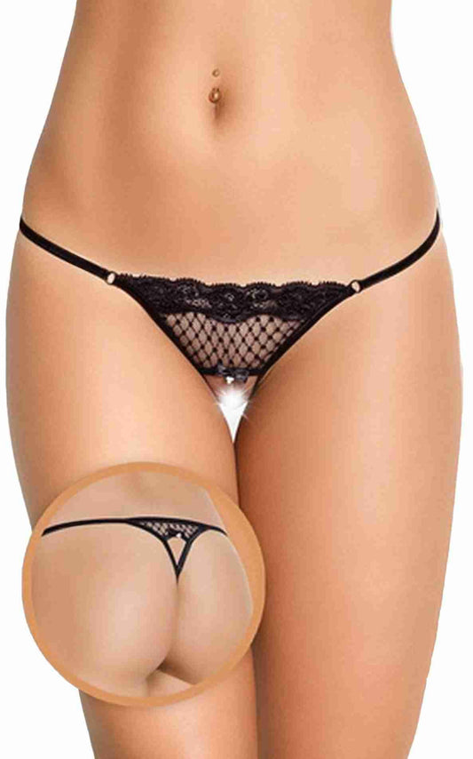 1-Stringi koronkowe otwarte SoftLine 2415 czarne S/L-1