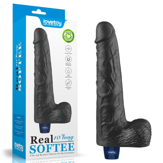 1-Dildo realistyczne wibrujące Lovetoy Real Softee czarne USB 25cm-1