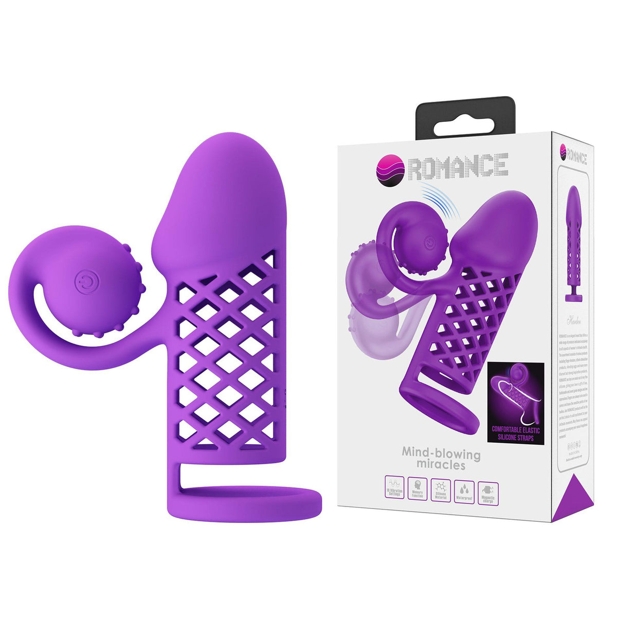 2-Przedłużka na penisa Romance stymulator łechtaczki 10 wibracji USB-2