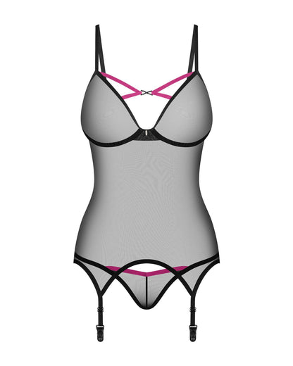 2-Gorset i stringi Obsessive Novenes czarny M/L-2
