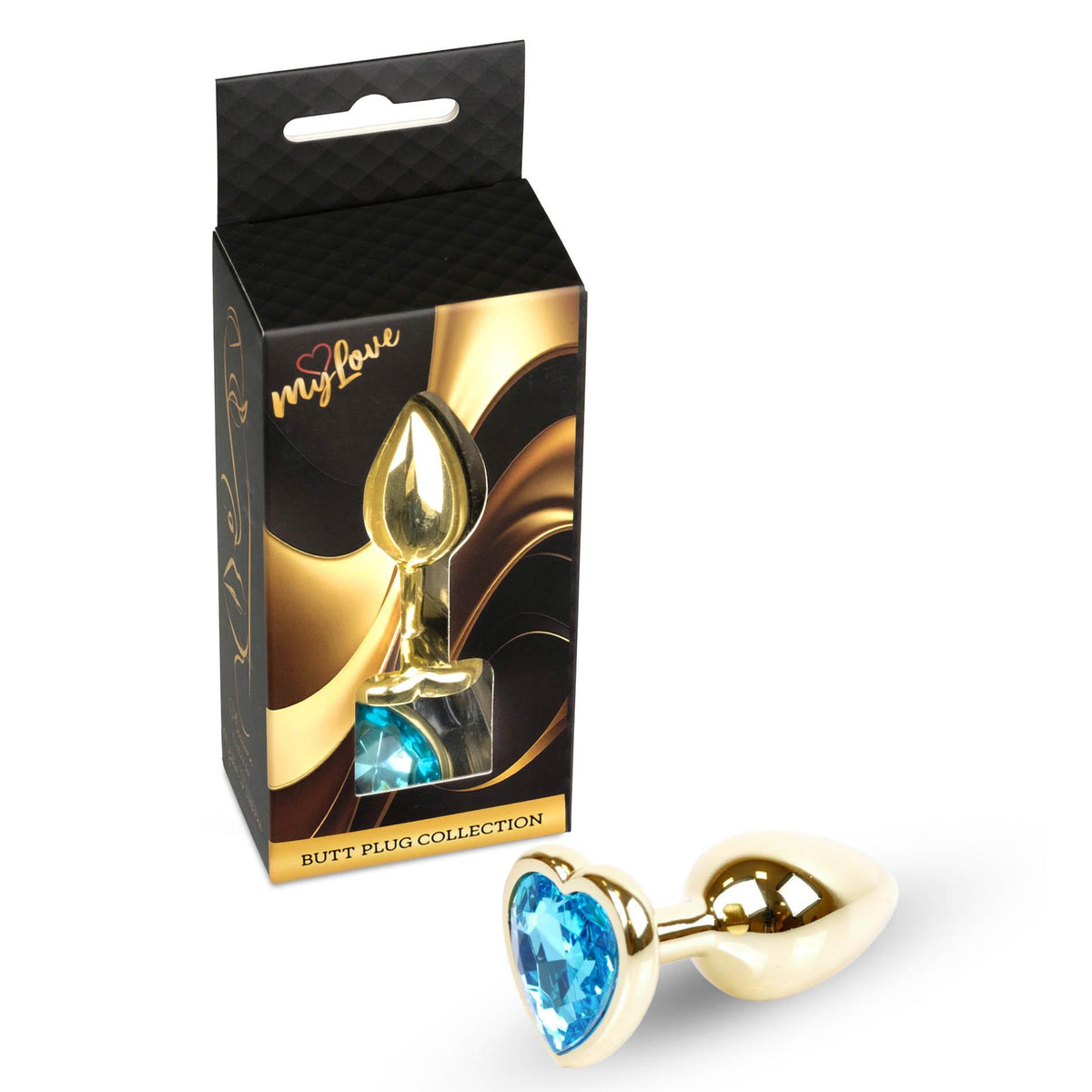 1-Biżuteria analna MyLove Toys Gold Heart jasnoniebieska 7 cm-1