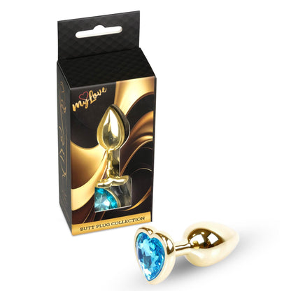 1-Biżuteria analna MyLove Toys Gold Heart jasnoniebieska 7 cm-1