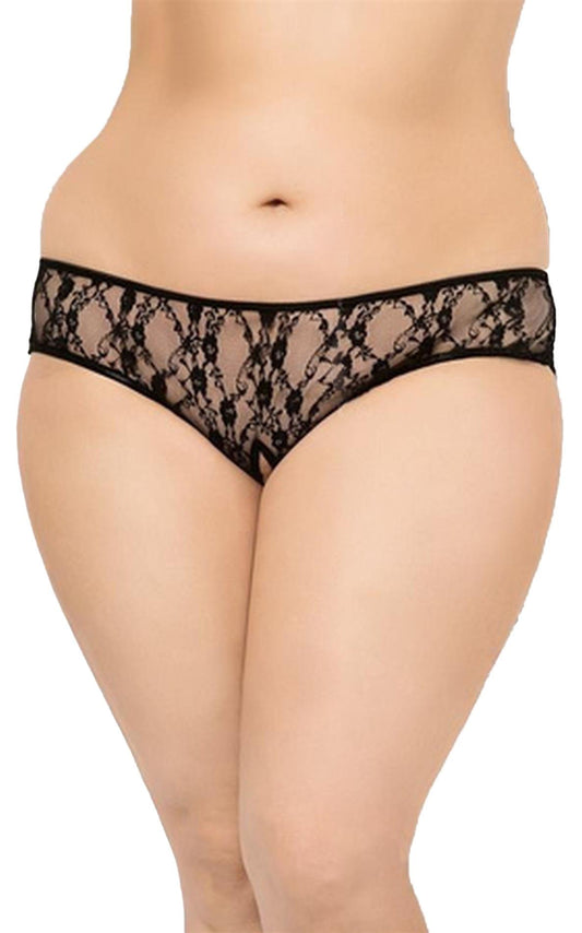 1-Stringi koronkowe z wycięciem serca SoftLine 2472 czarne XL-1