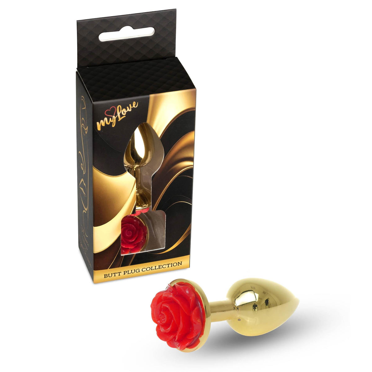 1-Biżuteria analna złota z czerwoną różą MyLove Toys 7 cm-1