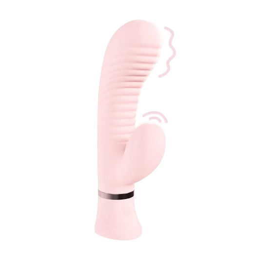 2-Wibrator króliczek Loveline Mystique żebrowany różowy 15,9 cm-2