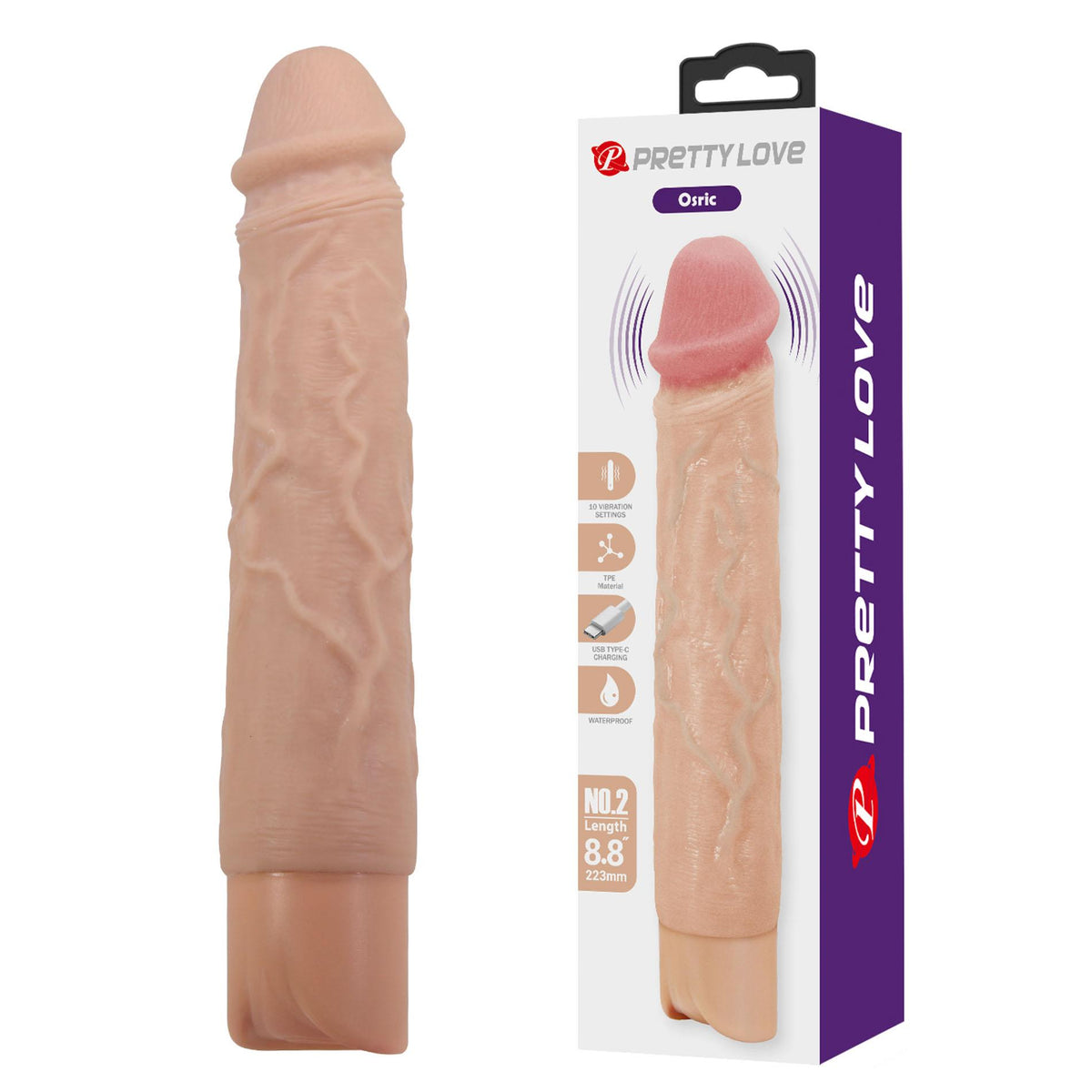 2-Wibrator realistyczny Pretty Love Osric cielisty USB 22 cm-2