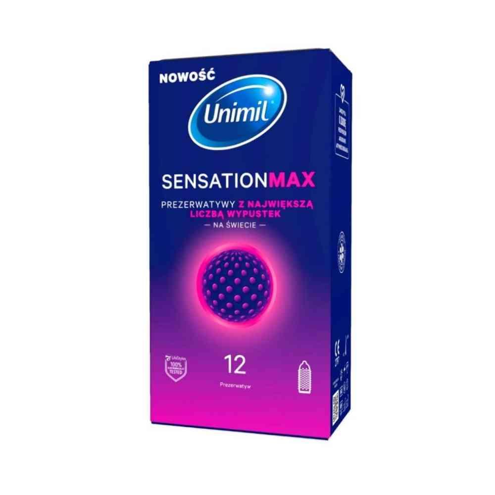 1-Prezerwatywy kropkowane Unimil Sensation Max transparentne 12 szt 53 mm-1