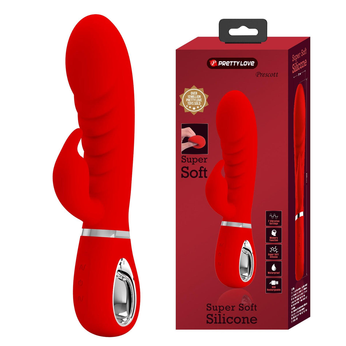 3-Wibrator króliczek Pretty Love Prescott czerwony 7 funkcji-3