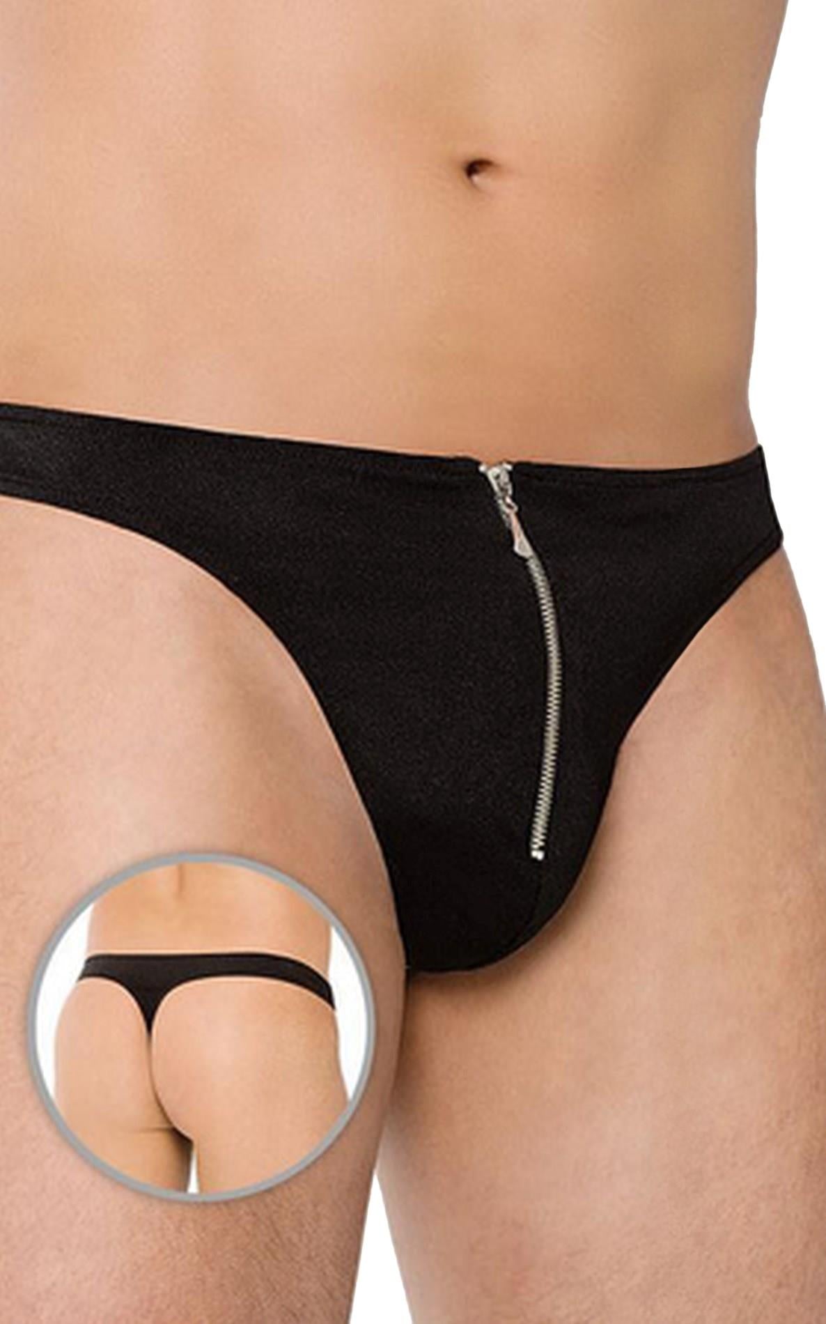 1-Męskie stringi z błyskawicznym zamkiem SoftLine 4501 czarne XL-1