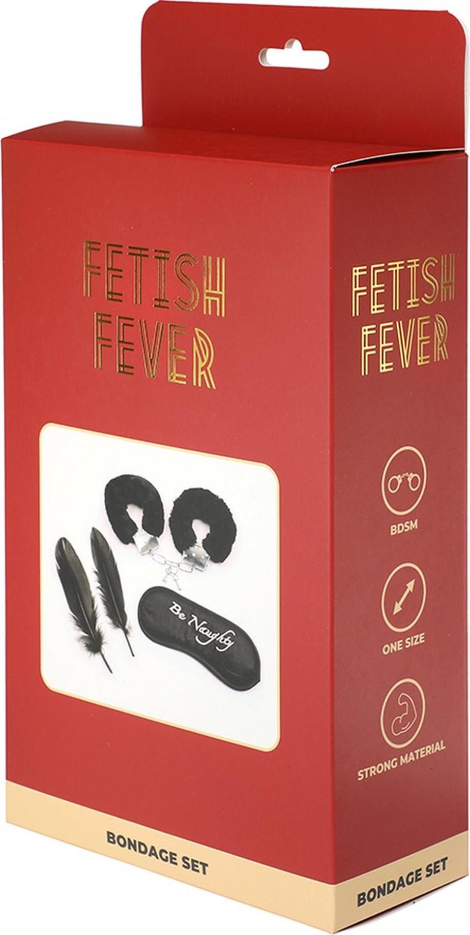 2-Zestaw bondage Fetish Fever mankiety maska piórka czarny 4 sztuki-2