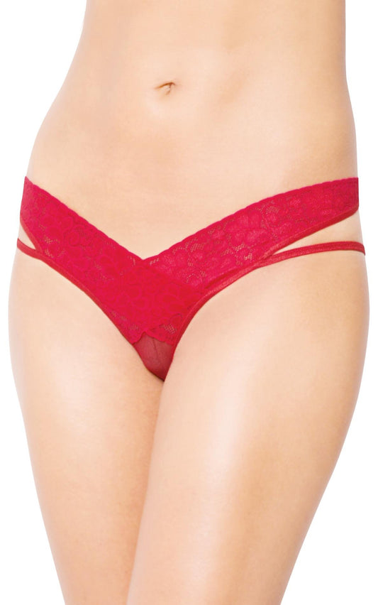 1-Stringi koronkowe SoftLine 2438 czerwone M/L-1