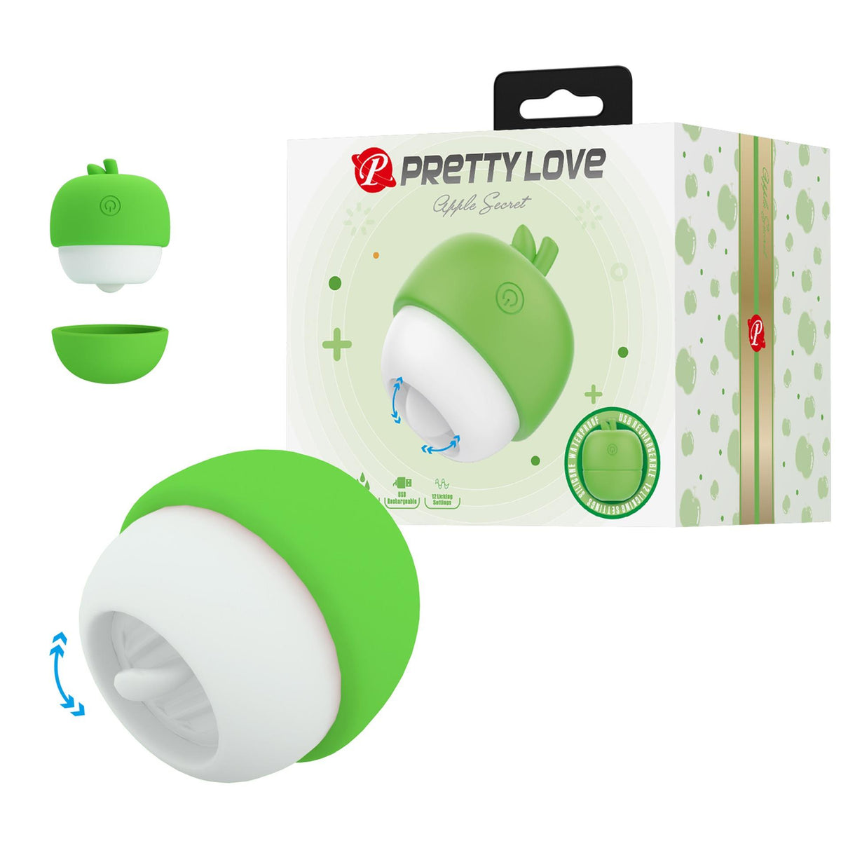 6-Stymulator łechtaczki liżący Pretty Love Apple Secret silikonowy 12 trybów-6