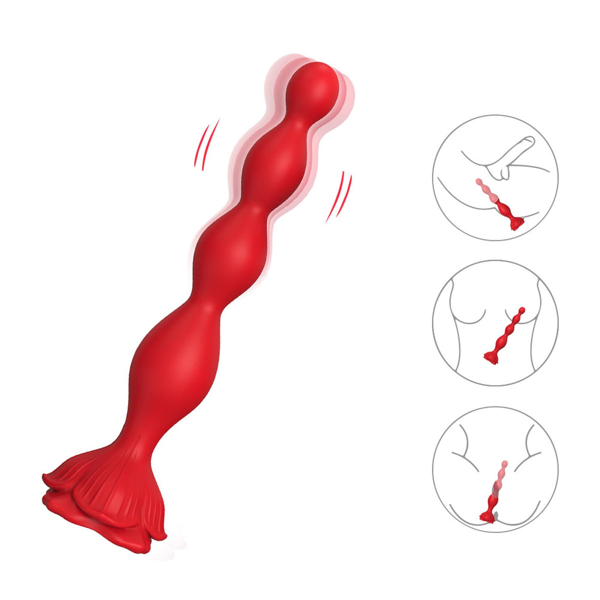 4-Wibrujący korek analny Rosestick czerwony USB 9 funkcji 10 cm-4