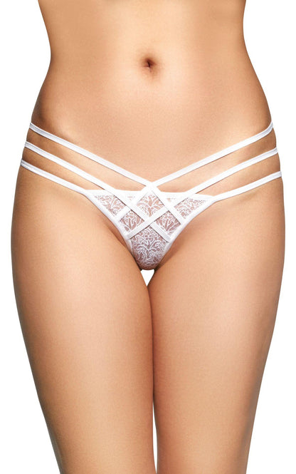 1-Koronkowe stringi z diamencikami SoftLine 2492 białe M/L-1