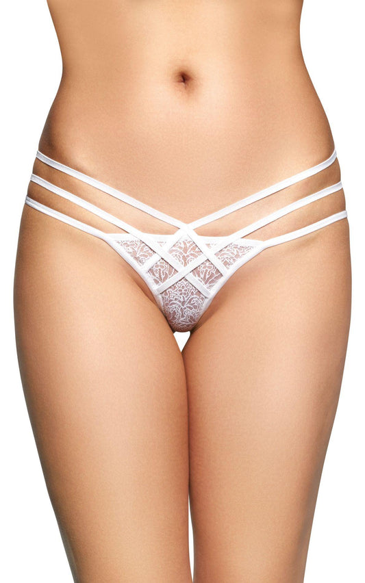 1-Koronkowe stringi z diamencikami SoftLine 2492 białe M/L-1