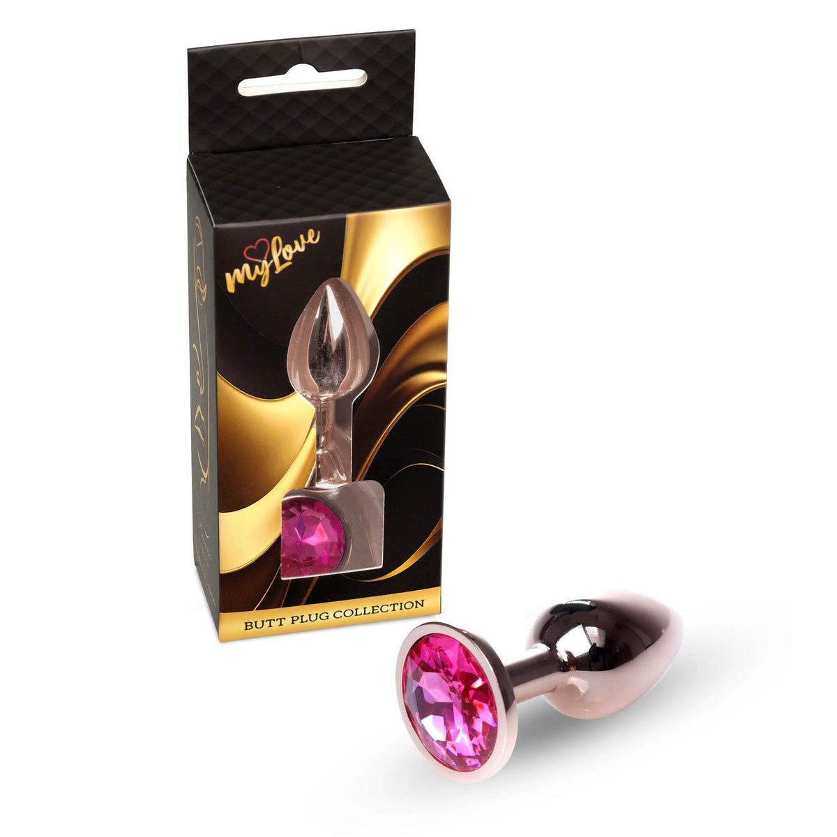 1-Stalowy korek analny z diamentem MyLove Toys różowy 7 cm-1