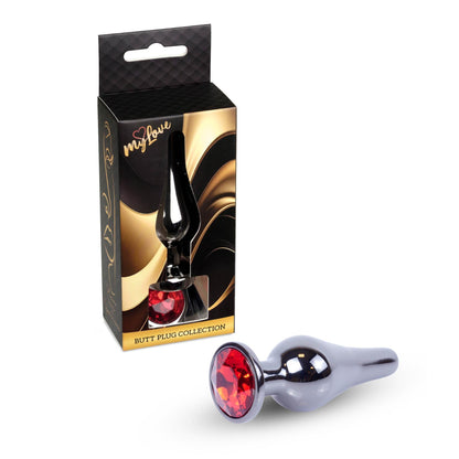 3-Biżuteria analna stalowa MyLove Toys srebrna czerwona 9.5 cm-3
