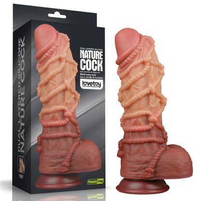2-10.5'' Dual layered Platinum Silicone Cock with Rope-2