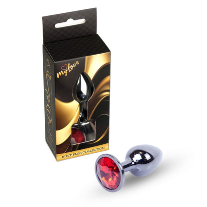 1-Biżuteria analna stalowa MyLove Toys srebrna czerwona 7 cm-1