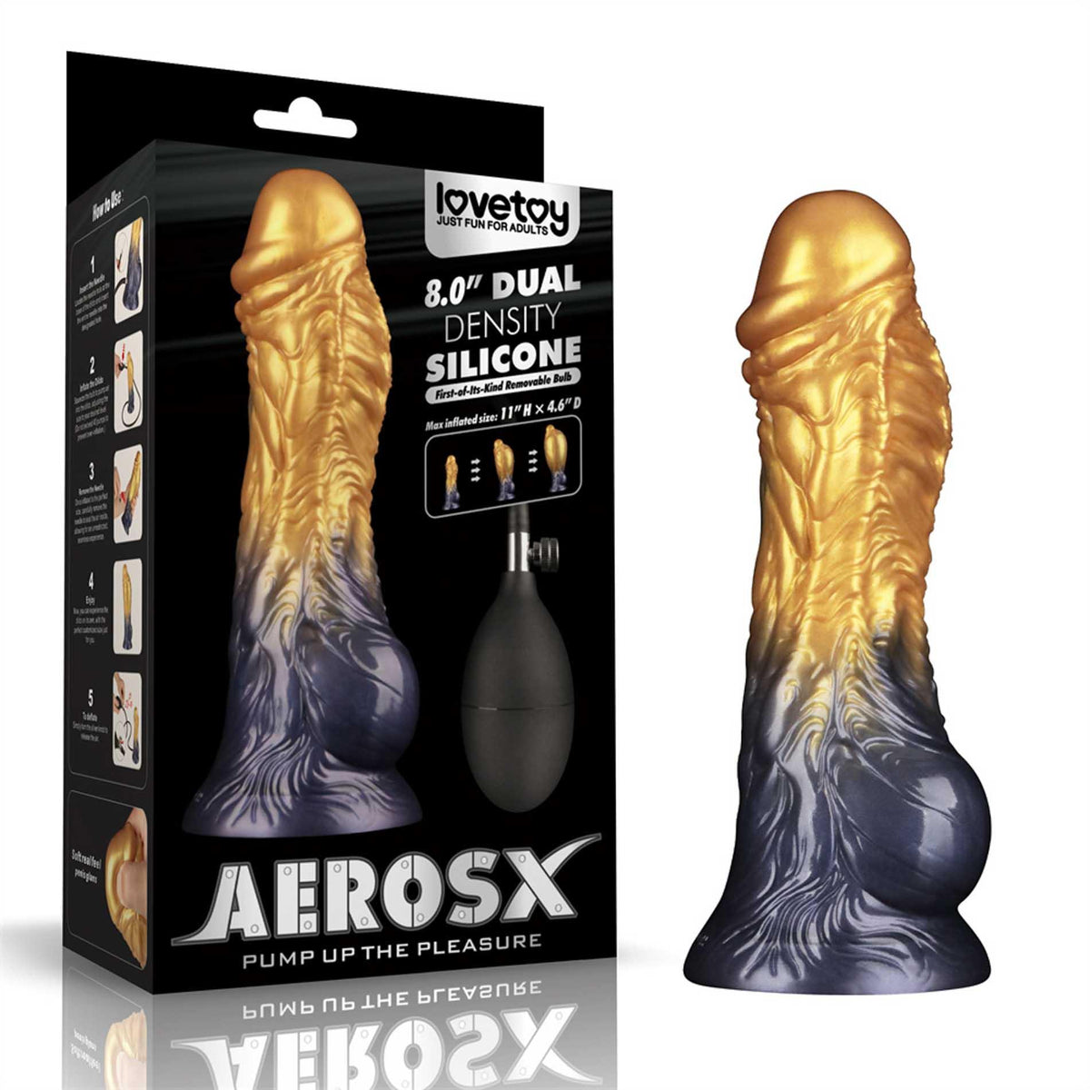 2-8'' Dual Density Silicone Inflatable Dildo-2