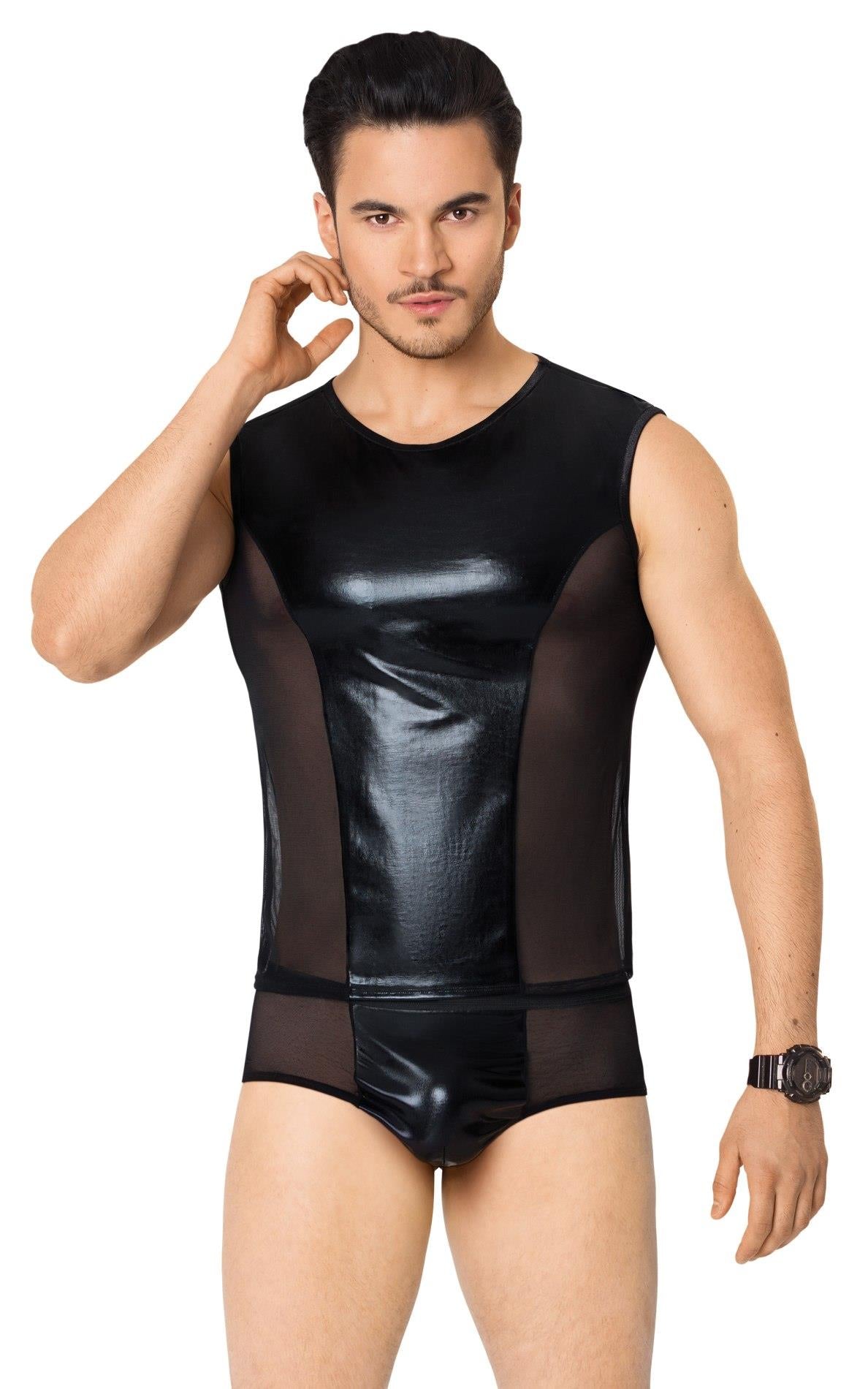 1-Seksowna koszulka i szorty siateczkowe SoftLine Collection czarne XL-1