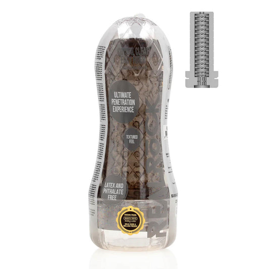 1-Masturbator teksturowany RealRock TPE czarny 21 cm-1