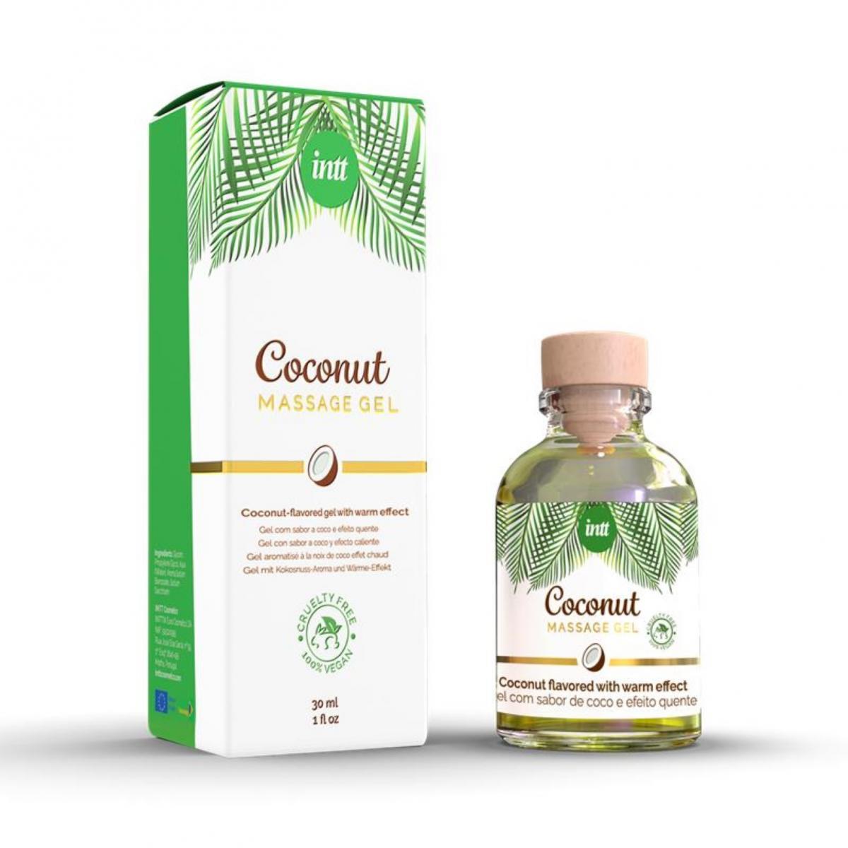 1-Żel do masażu kokosowy wegański Intt transparentny 30ml-1