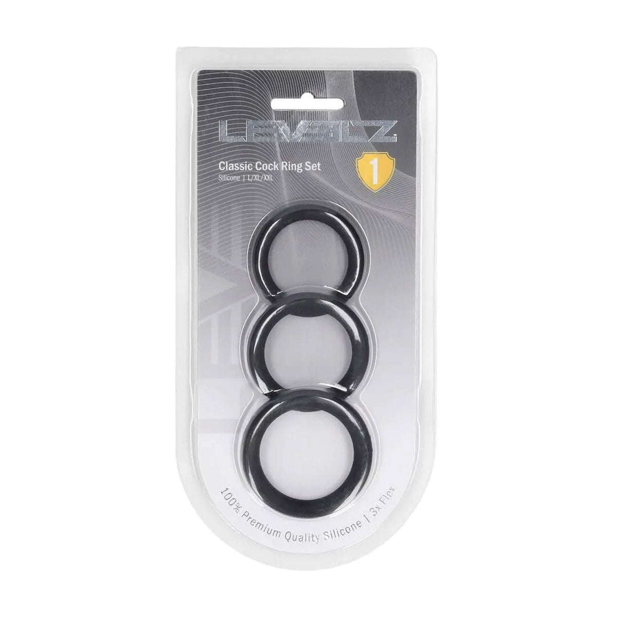 2-Zestaw 3 silikonowych pierścieni erekcyjnych Levelz L XL XXL czarny-2