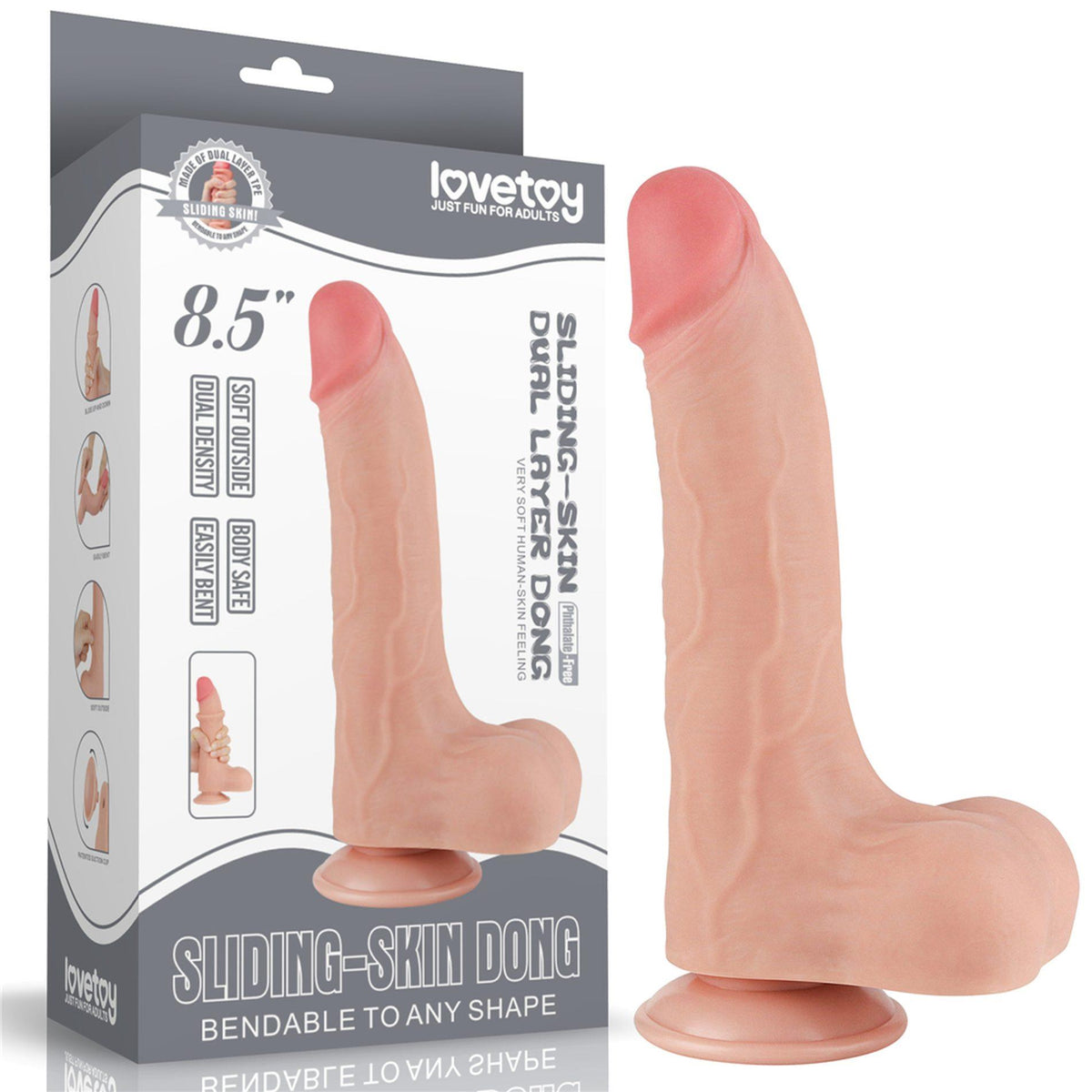 3-Dildo realistyczne Lovetoy dwuwarstwowe z przesuwającą się skórą 8.5 cala-3