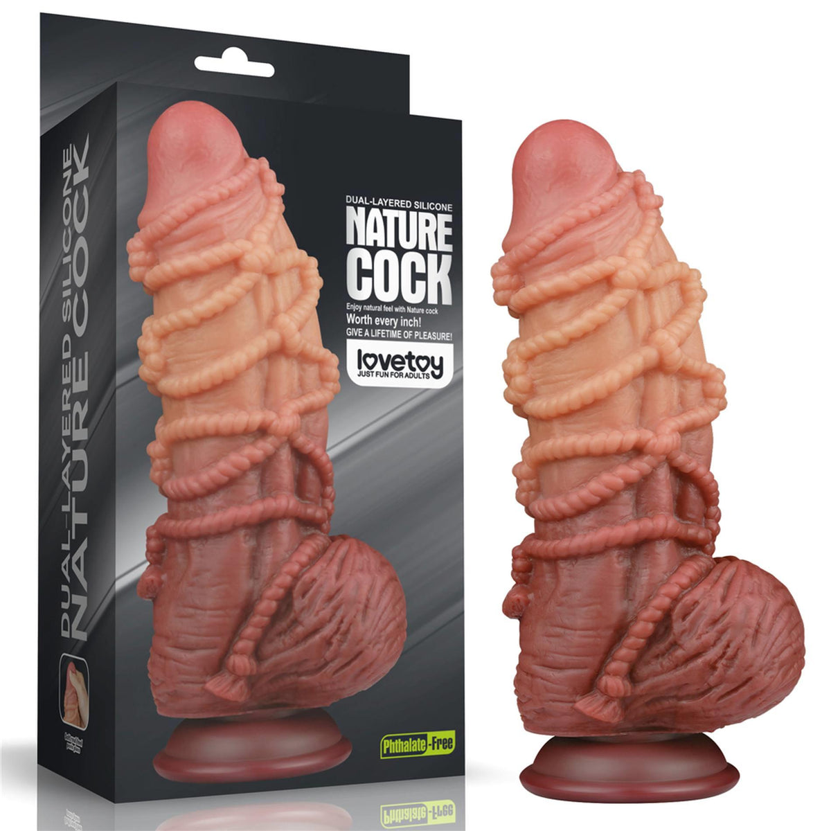 3-9.5'' Dual layered Platinum Silicone Cock with Rope-3