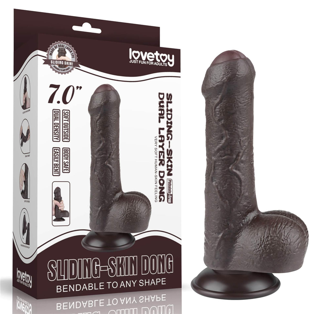 6-7'' Sliding Skin Dual Layer Dong Black-6