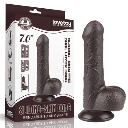 6-7'' Sliding Skin Dual Layer Dong Black-6