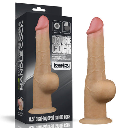 4-Dildo realistyczne dwuwarstwowe silikonowe z uchwytem Lovetoy 25cm-4